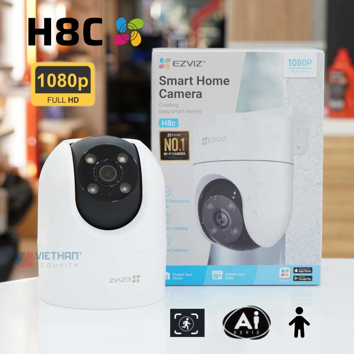 Thế Giới Số 365 | Camera Ezviz H8C - PTZ , đàm thoại, cảnh bảo đèn chớp, còi hú