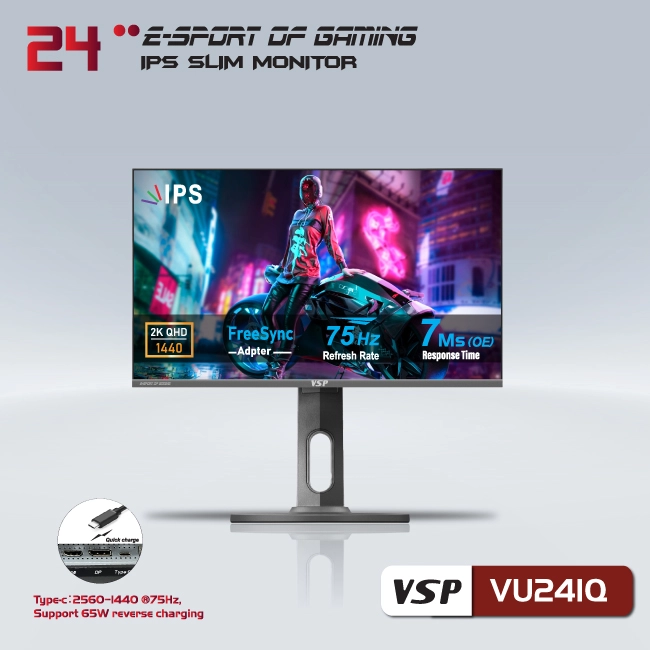 Thế Giới Số 365 | Màn hình phẵng VSP 24inch 2K eSport Gaming VU241Q - QHD /USB-C Type-C