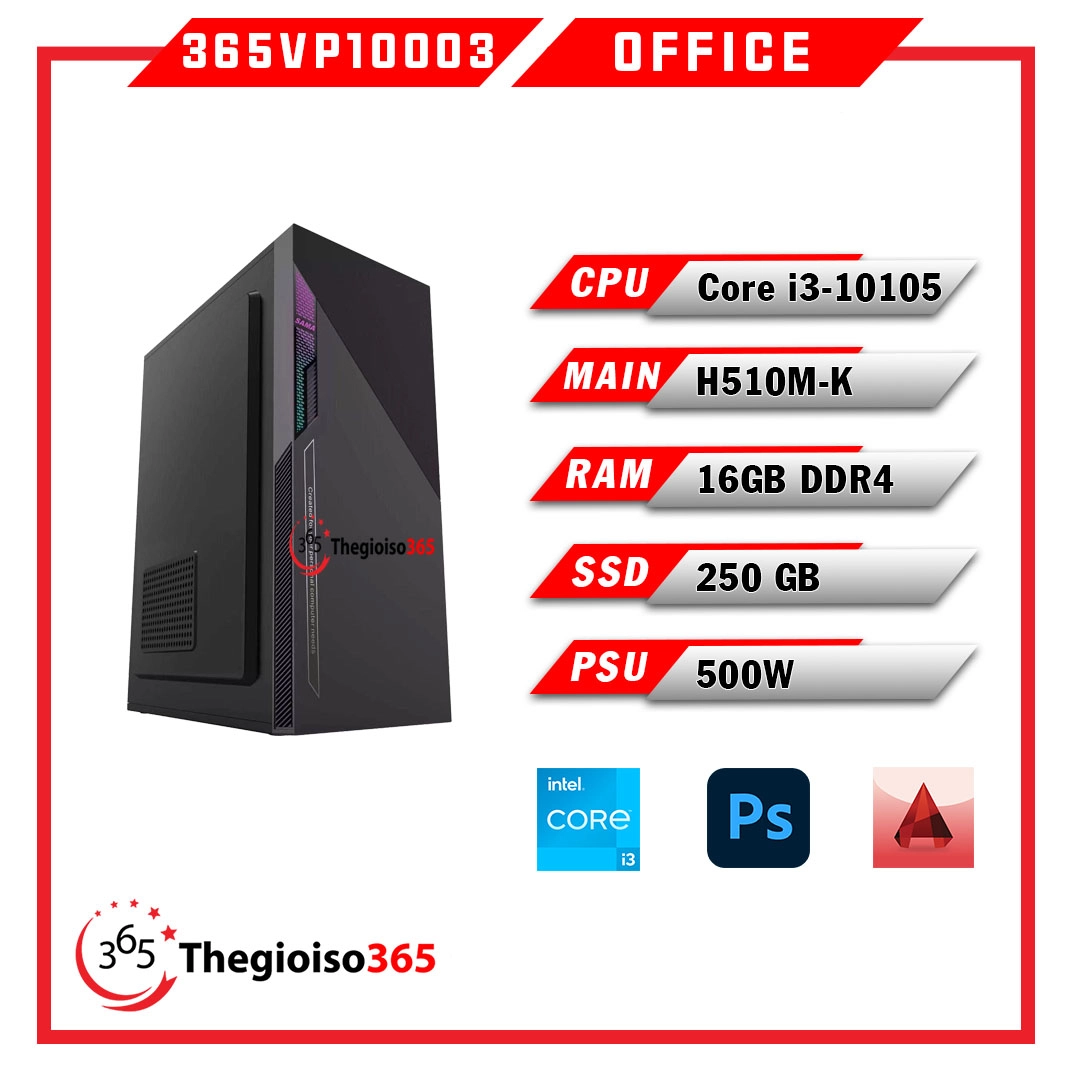 Thế Giới Số 365 | PC 365VP10003 Intel Core i3-10105/16GB/250GB SSD/Windows 10 Pro 64-bit