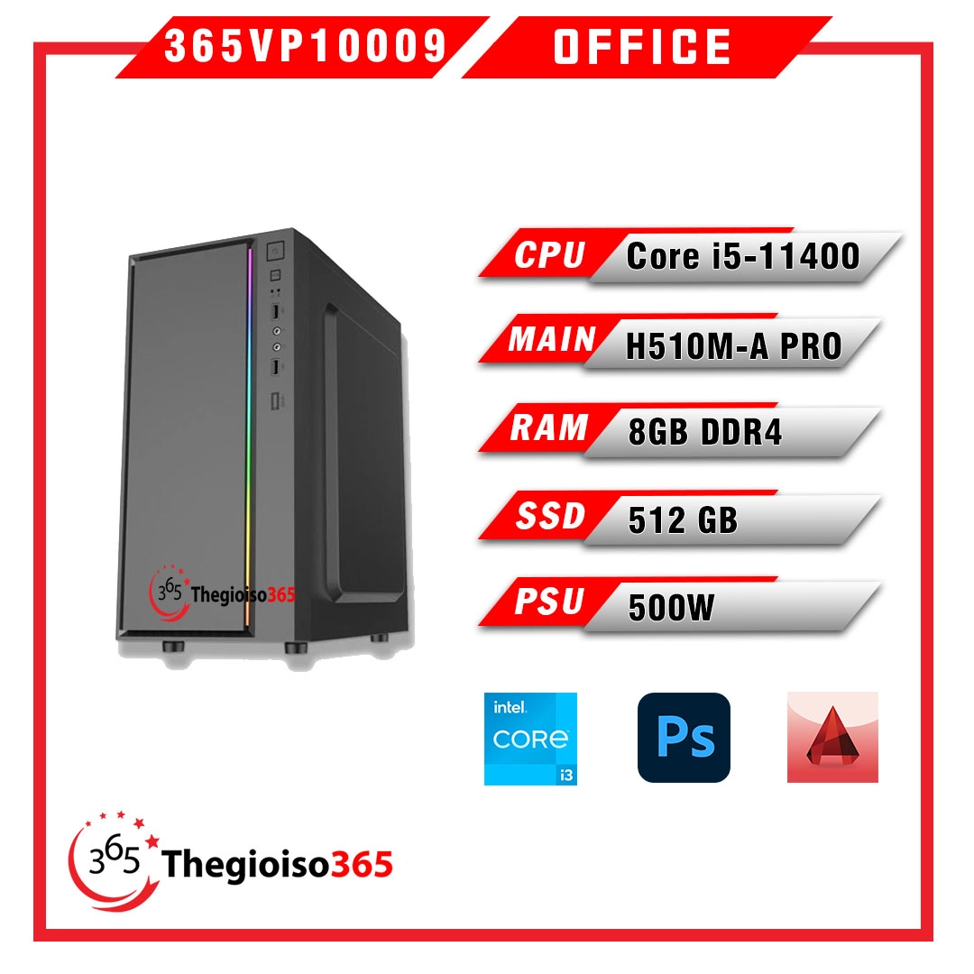 Thế Giới Số 365 | PC 365VP10009 Core i5-11400/8GB/512GB SSD/Windows 10 Pro 64-bit