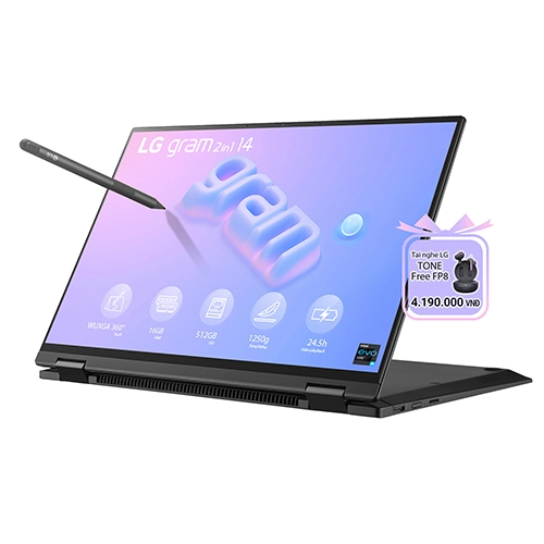 Thế Giới Số 365 | LG Gram 2023 2in1 14T90R-G.AH55A5 (Core i5-1340P | 16GB | 512GB | Intel Iris Xe | 14-inch WUXGA | Cảm ứng | Win 11 | Đen)