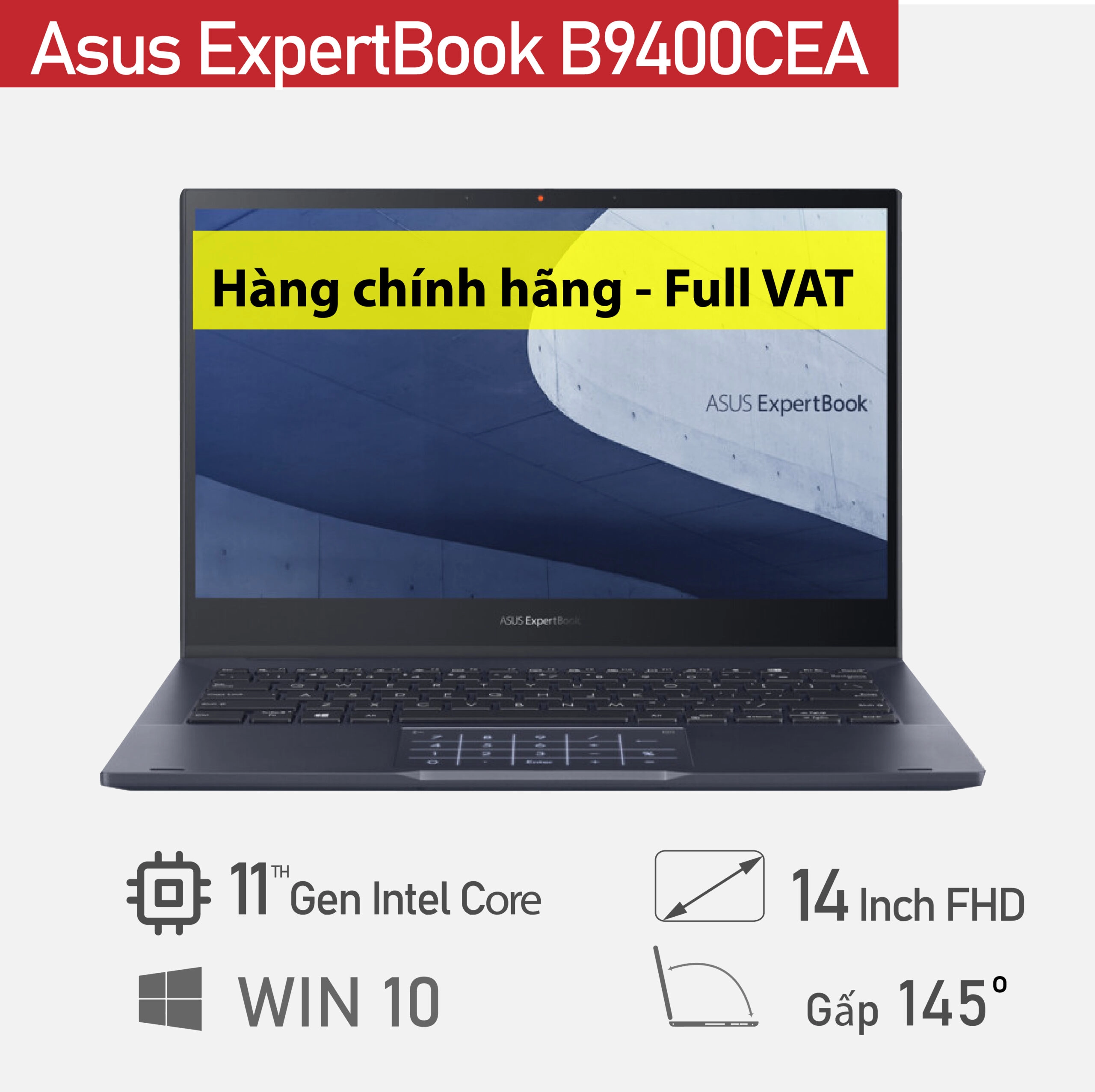 Thế Giới Số 365 | Laptop Asus ExpertBook B9400CEA-KC0773T (Core i5-1135G7 | 8GB | 512GB | Intel Iris Xe | 14.0 inch FHD | Win 10 | Đen) Chính Hãng - Full VAT