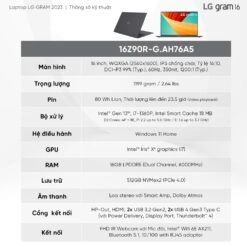 Thế Giới Số 365 | LG Gram 2023 16Z90R-G.AH76A5 (Core i7-1360P | 16GB | 512GB | Intel Iris Xe | 16-inch WQXGA | Win 11 | Xám)