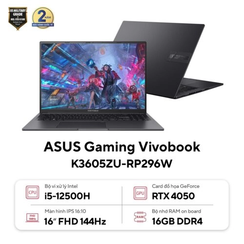 Laptop chính hãng giá tốt | Gaming, văn phòng, đồ họa – Thế Giới Số 365 [Like New] Asus Gaming Vivobook K3605ZU-RP296W (Core i5-12500H, 16GB, 512GB, RTX 4050 6GB, 16 FHD+ 144Hz)