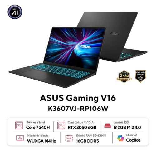 Thế Giới Số 365 | [New 100%] Asus Gaming V16 K3607VJ-RP106W (Core 7 240H, 16GB, 512GB, RTX 3050 6GB, 16 FHD+ 144Hz)