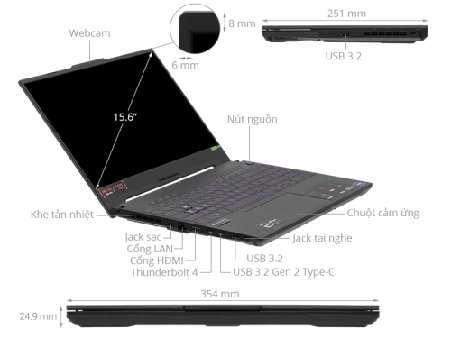 Thế Giới Số 365 | [Like New] Asus TUF Gaming F15 FX507 (Core i7-13620H, 16GB, 1TB, RTX 4060 8GB, 15.6 FHD 144Hz)