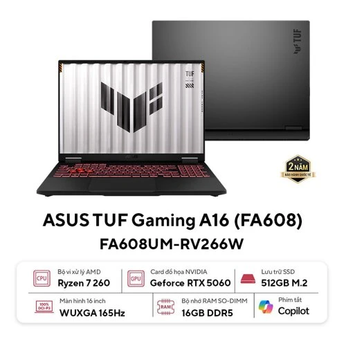 Thế Giới Số 365 | [New 100%] Asus TUF Gaming A16 FA608UM-RV266W (Ryzen 7 260, 16GB, 512GB, RTX 5060 8GB, 16 FHD+ 165Hz)