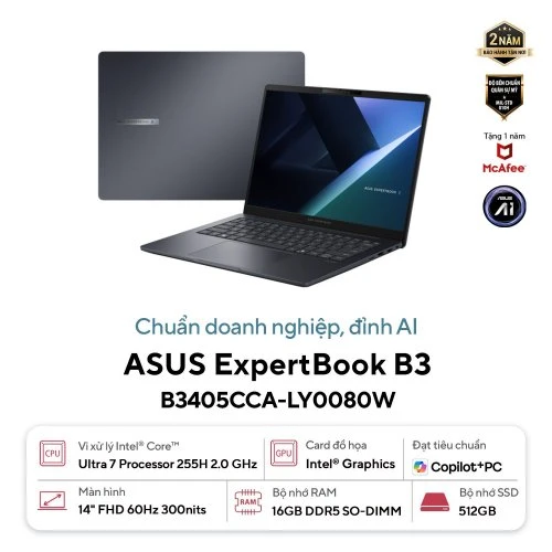Thế Giới Số 365 | [New 100%] Asus ExpertBook B3 B3405CCA-LY0080W (Ultra 7 255H, 16GB, 512GB, 14 FHD+)